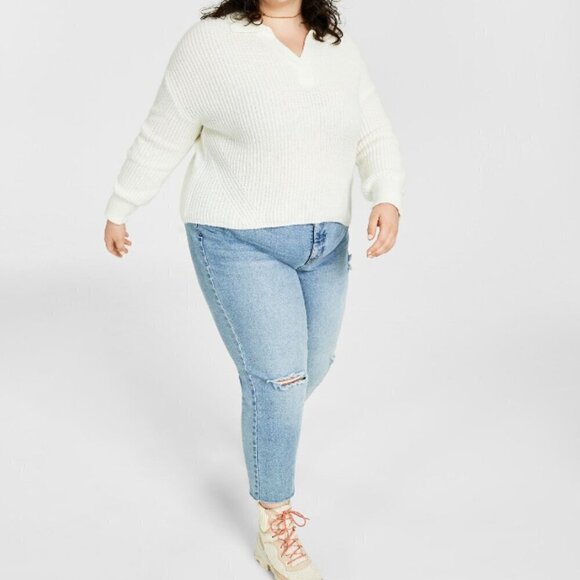 AND NOW THIS Plus Size 14W Light Wash Ripped Mom Jeans NWT - Picture 4 of 8